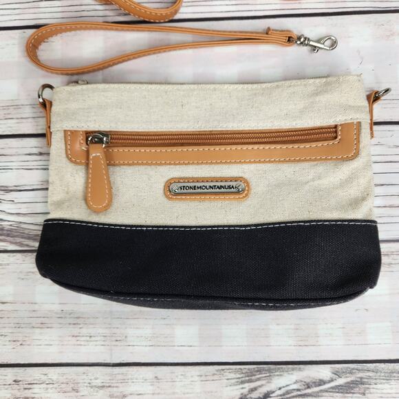 Stone Mountain Women's Crossbody Clutch Shoulder Linen Color Block Bag - Picture 2 of 14
